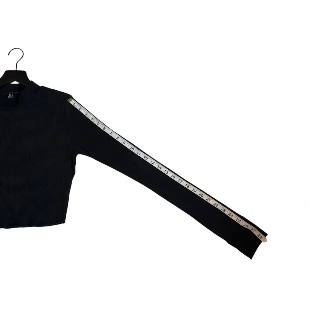 NWT DOLLS KILL CURRENT MOOD BADLANDS CROP SWEATER Black with thumb loops